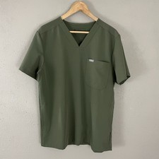 FIGS Men's M Chisec Green V-Neck Scrub Top Shirt TM3000 Medical 3-Pocket