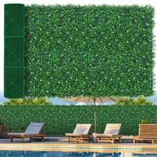 60"x 120"(50 sq.ft) Artificial Boxwood Roll Panels with Flowers, UV-Anti Faux...