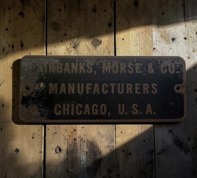 Vintage Fairbanks Morse Co Messingschild Schwermaschinen Zugmotor Platte 15x6''