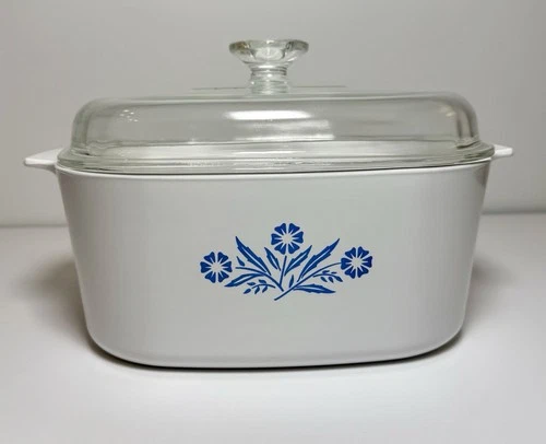 Vintage Corning Ware Blue Cornflower 5-Liter A-5-B with Pyrex A-12-C Lid