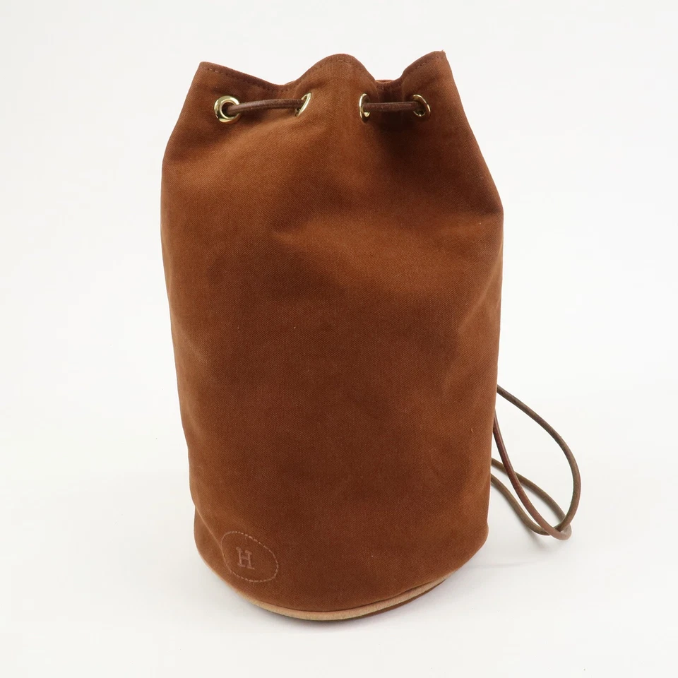 Mochila HERMES Lona Cuero Porochón Mimil PM Cordón Marrón Auténtica Usada Envío Gratis Foto 3 de 4