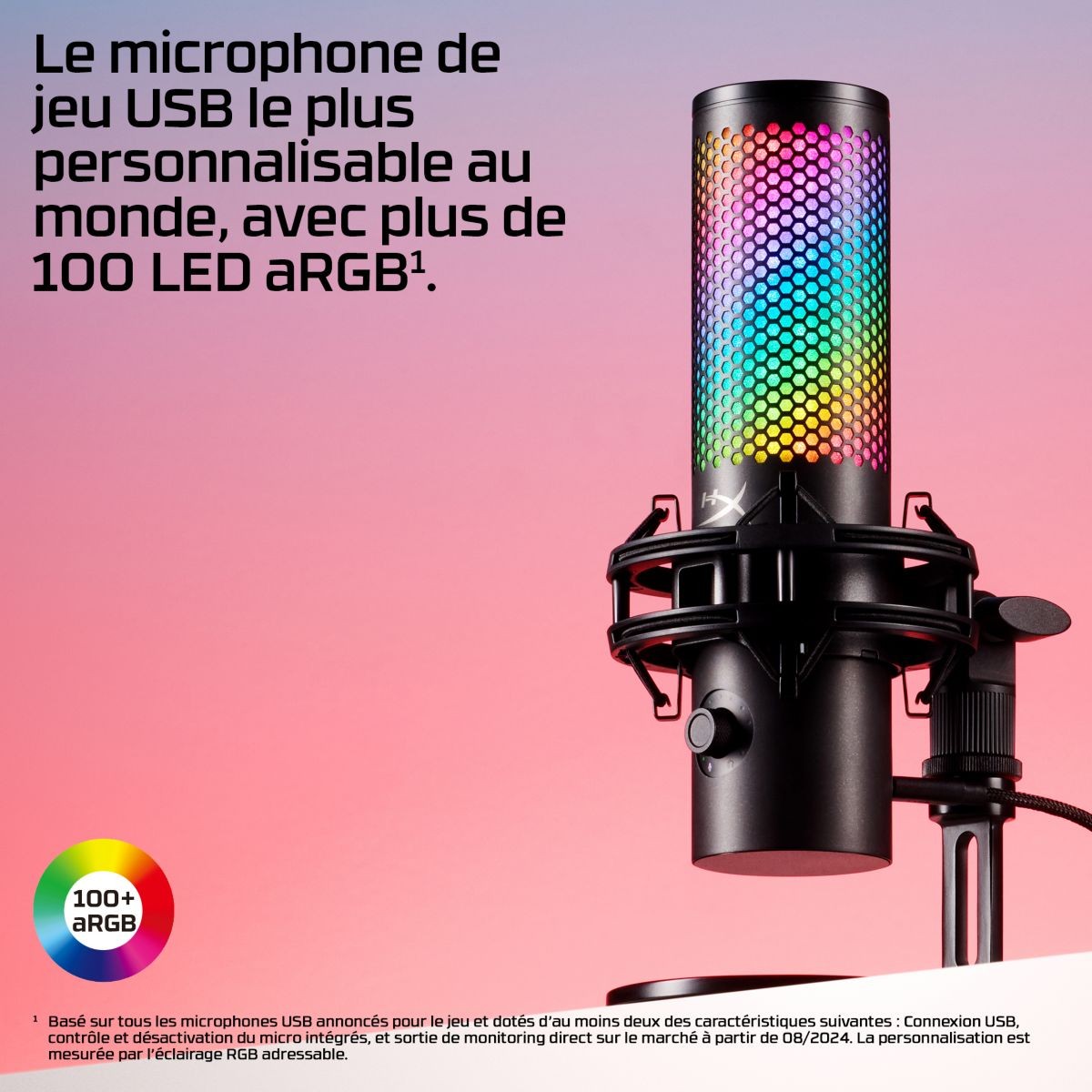 Micro Gamer HYPERX QuadCast 2 S pour Enregistrement Podcast Clair
