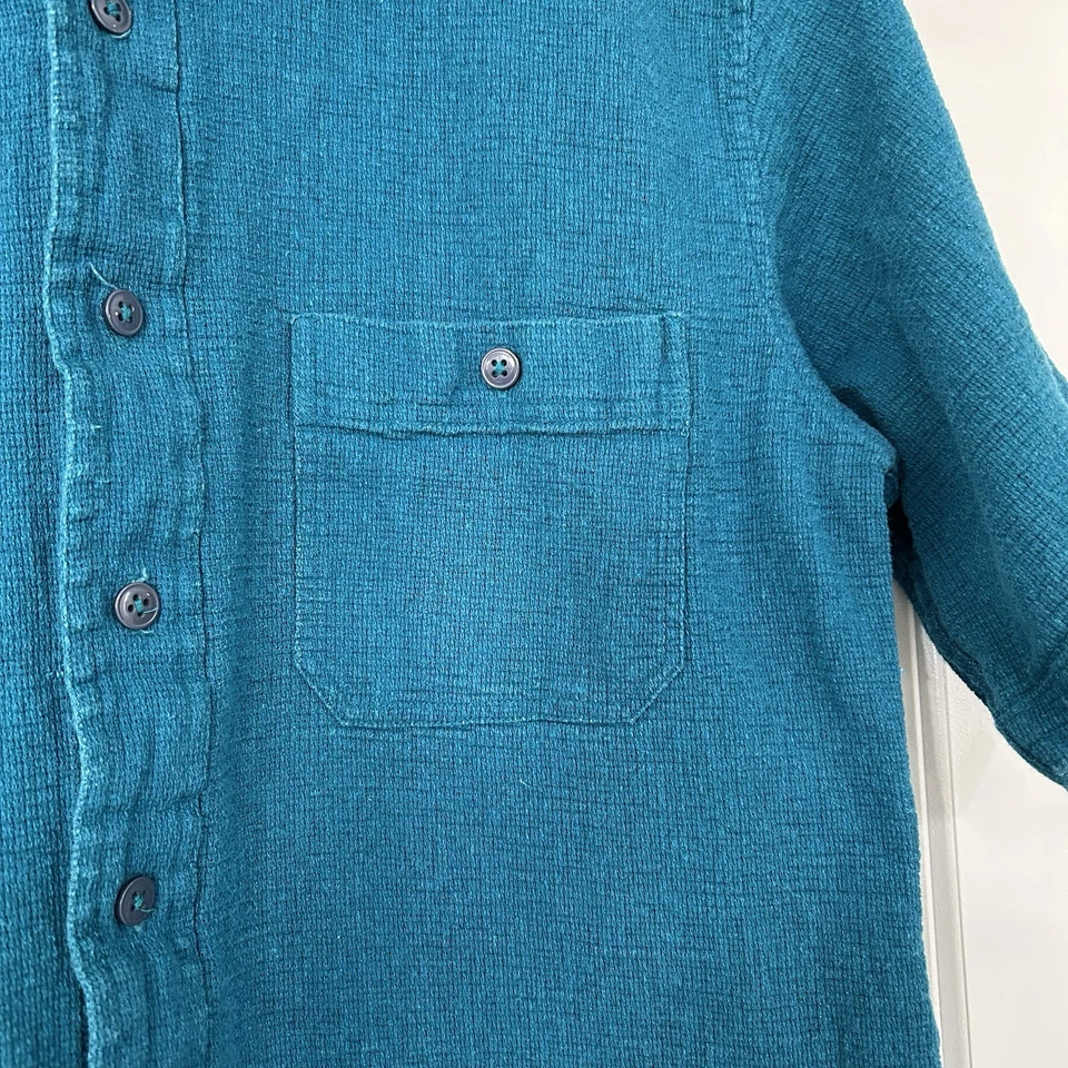 VTG 80s LL Bean Knit Button Up Shirt Men’s Medium Teal Blue Casual Preppy 1806 - Image 4 of 4