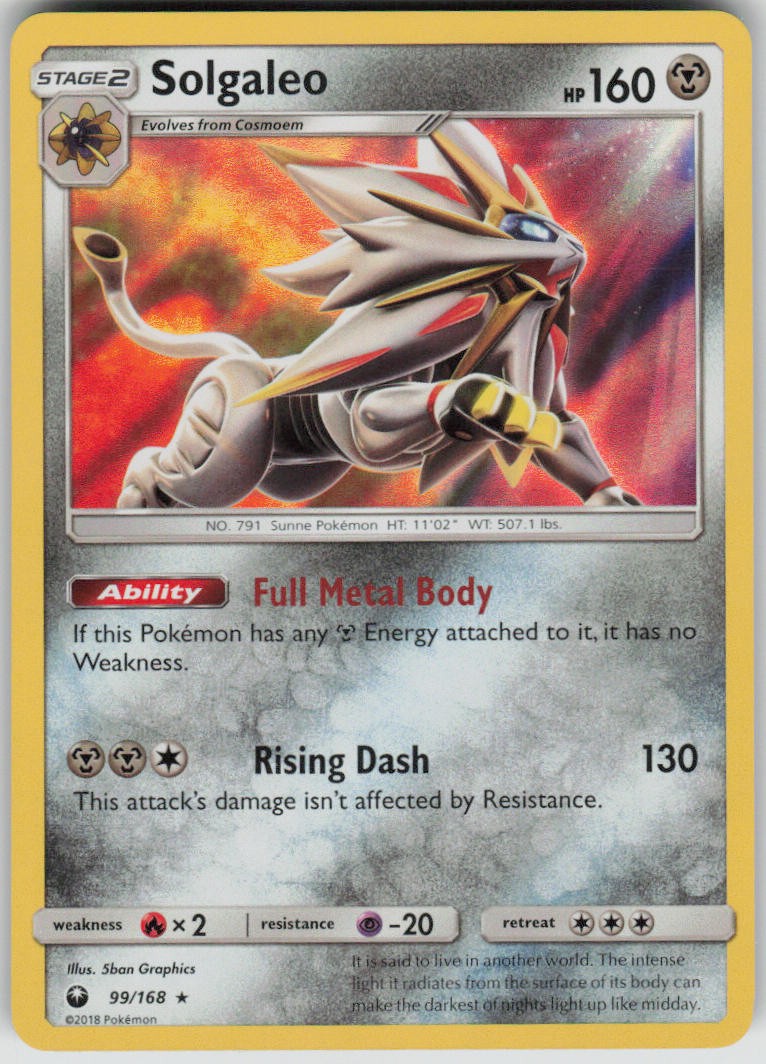 Pokemon Solgaleo Holo Rare SM - Celestial Storm 99/168 NM