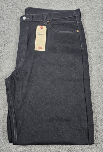 Men's Relaxed Fit Jeans 46x29 Levi's 550 Black Denim Cotton 5 Pockets Dark Wash