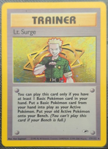 Lt. Surge (17) 017/132 Gym Heroes Unlimited Holofoil Holo Rare LP pokemon