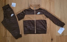 Nike Toddler Boy 2 Piece Jogging Set ~ Brown & White ~ Tracksuit