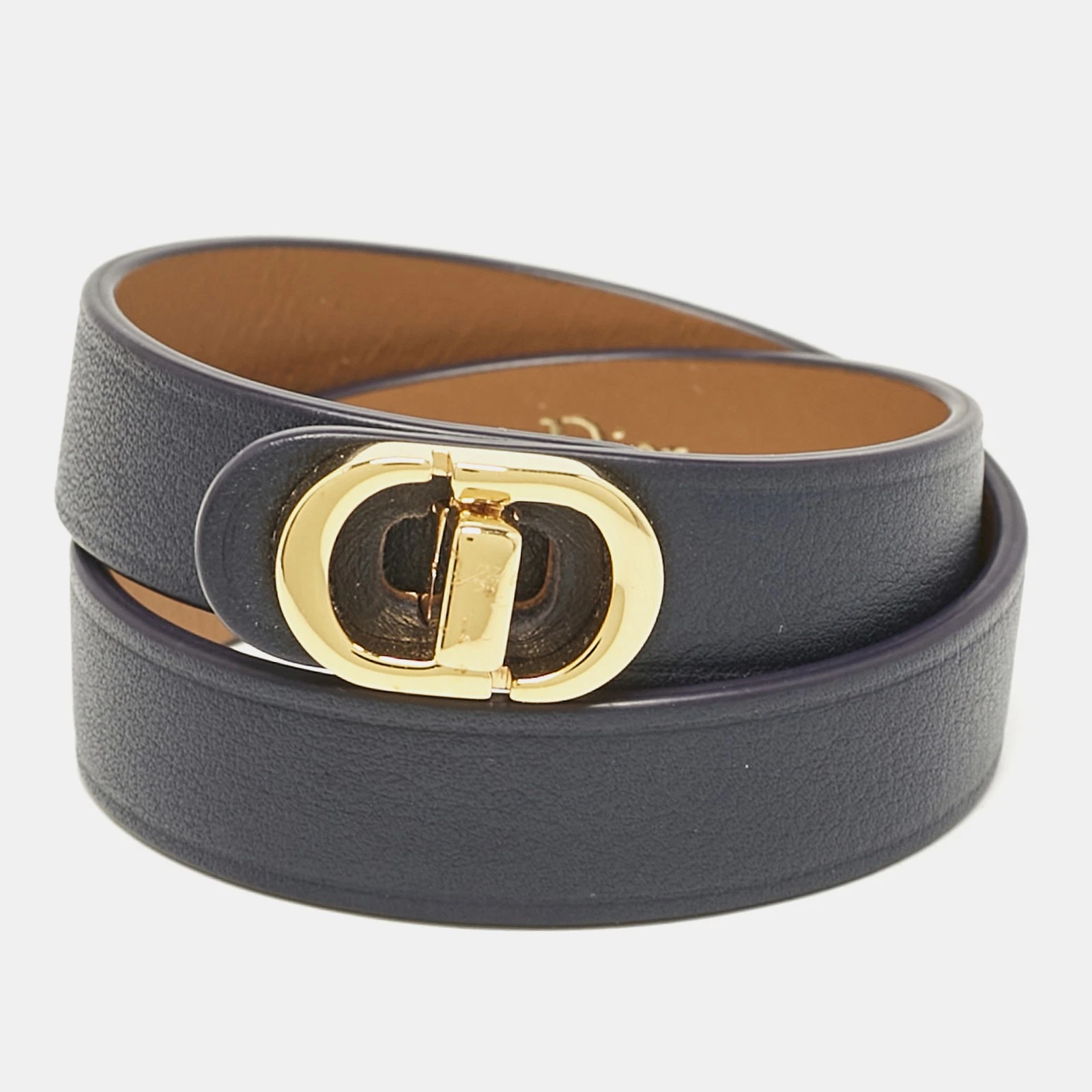 Bracelet Dior 30 Montaigne cuir ton or double tour