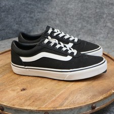 Vans Ward Women Size 8 Low Canvas Suede Black White Lace Up Skate Shoes Sneakers