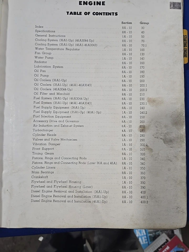 1962 CAT CATERPILLAR D8 TRACTOR DOZER SERVICE SHOP REPAIR MANUAL BOOK 35A1 36A1  - Image 4 of 4