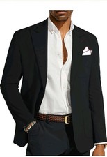 Paul Jones Black Wool Blend Men's Blazer M Notch Lapel Two-Button Single-Vented
