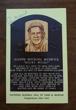 JSA JOE MEDWICK SIGNED AUTO GOLD HOF PLAQUE POSTCARD ST. LOUIS CARDINALS 