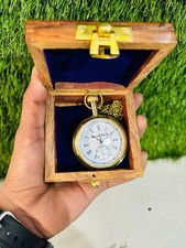 Elgin Style Vintage Pocket Watch   Collectible Antique Brass Watch w/ Gift Box