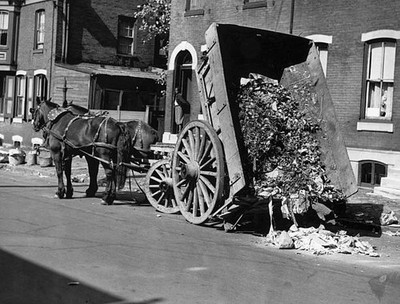 Philadelphia garbage removal paralyzed during 1938 strike of sanit- Old Photo