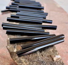 1-inch Long Bugle Tube Czech Glass Beads Black 50