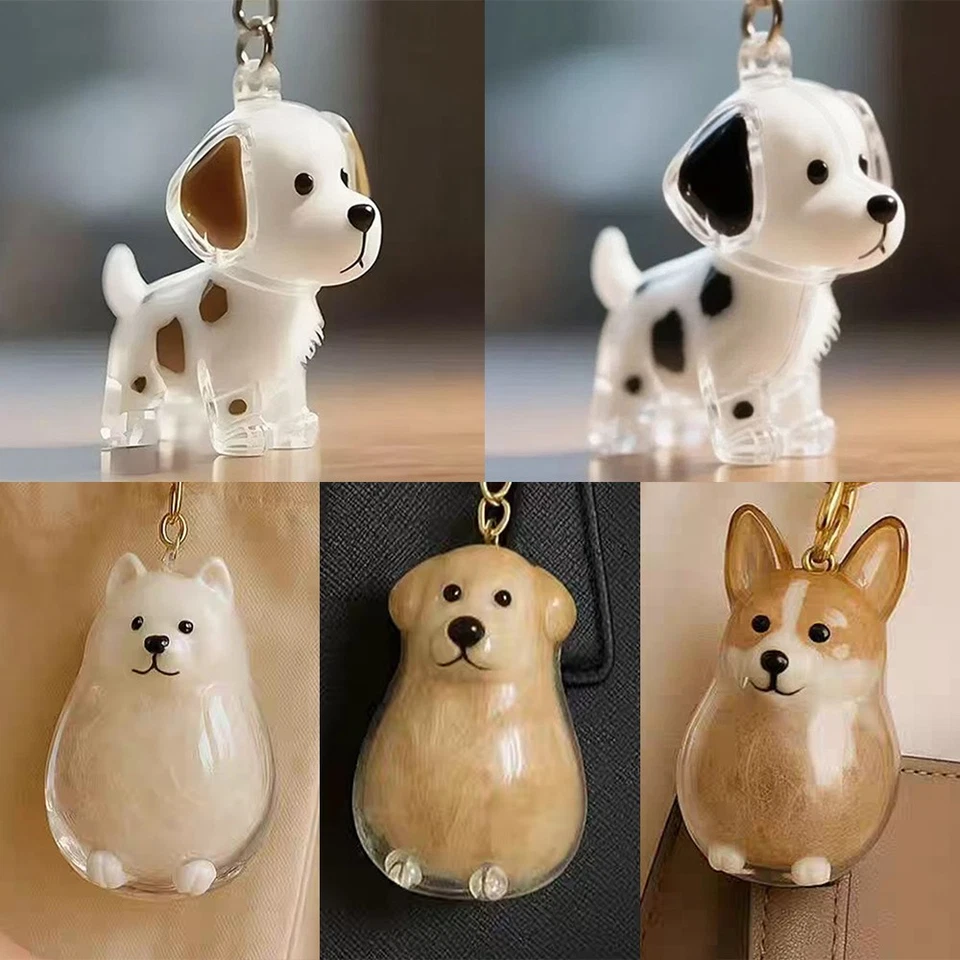 Llavero conmemorativo de plástico para mascotas con compartimento de almacenamiento para cabello lindo estilo animal Foto 3 de 4