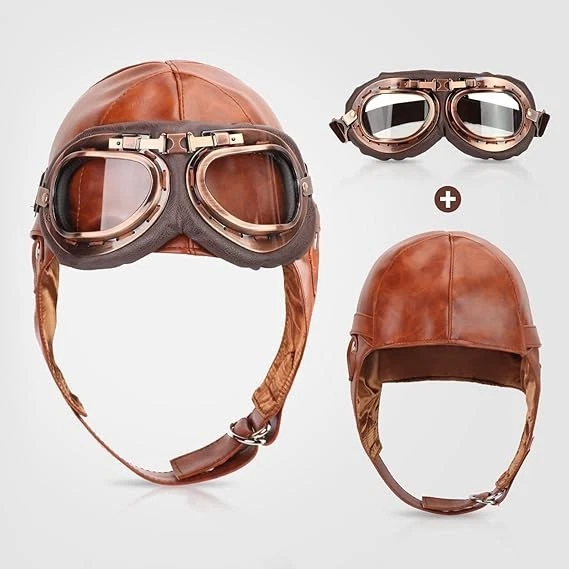 Disfraz de aviador 4 piezas años 20 vintage sombrero de aviador con gafas broche bufanda blanco Foto 4 de 4