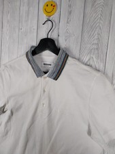 Missoni Men's Contrast Collar Pique Embroidered Logo Polo Shirt White Small