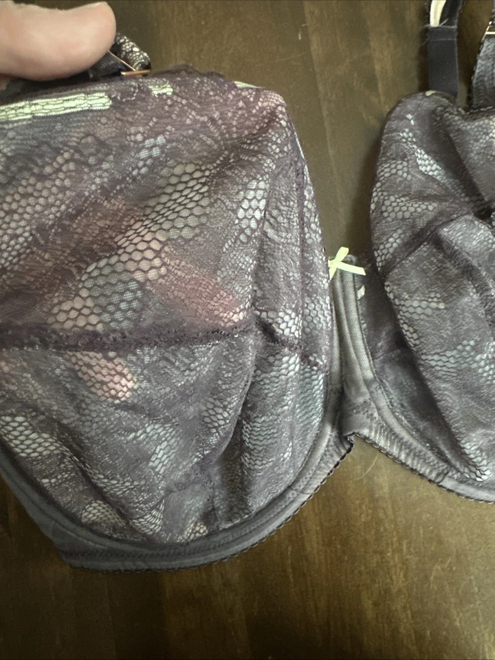 Sujetador Fayreform 36J (Estados Unidos) Sexy Lencería de Encaje Lazo con Cable Victoriano Romántico Transparente 💕 Foto 3 de 4