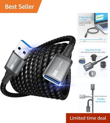 Versatile 10FT USB Extension Cable - Fast Transfer for Gaming, Printing & More