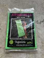 Vintage Ahi Pool Float Air Mattress Inflatable 72 X 27 Green 1976 NOS