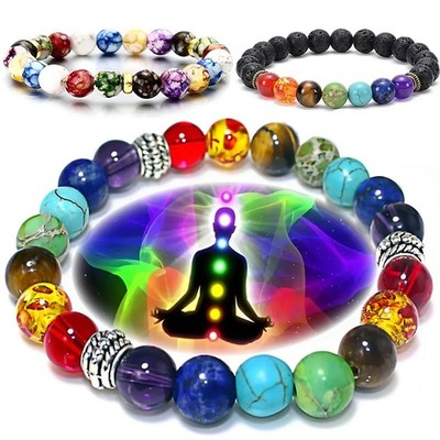 7 Chakra Perlen Kristall Edelstein Armband Angststein Heilung Reiki