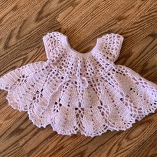 Vintage Hand Crocheted Baby Girl Child  s Pink Dress Birthday Easter