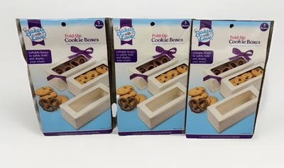 Baked With Love Fold-Up Cookie Boxes Window Gift Boxes White Lot of 3 Packs (9)