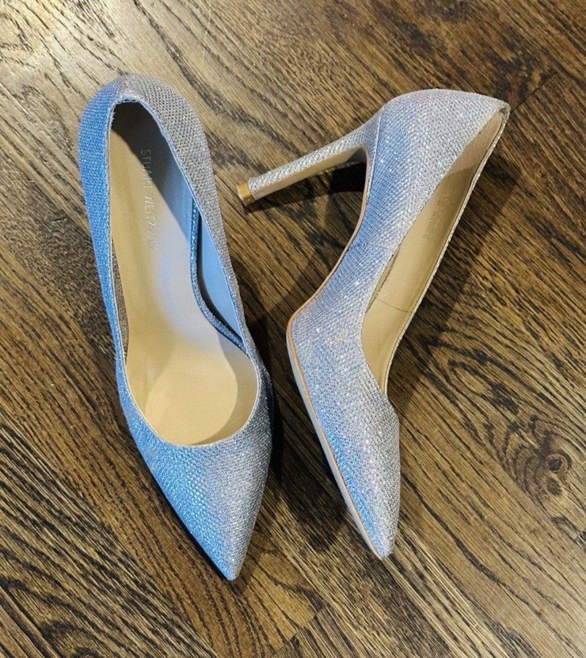 Stuart Weitzman Silver Sparkle Pointed ToeMetalli… - image 1