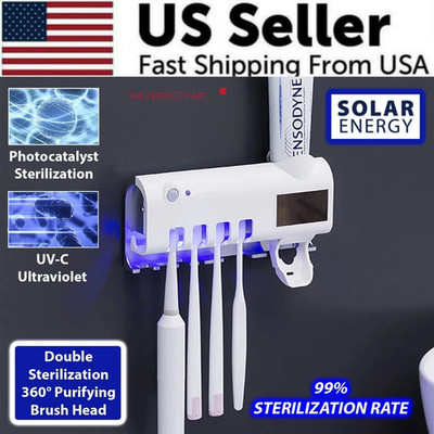 UV Toothbrush Holder & Automatic Toothpaste Dispenser - Sterilize & Simplify!