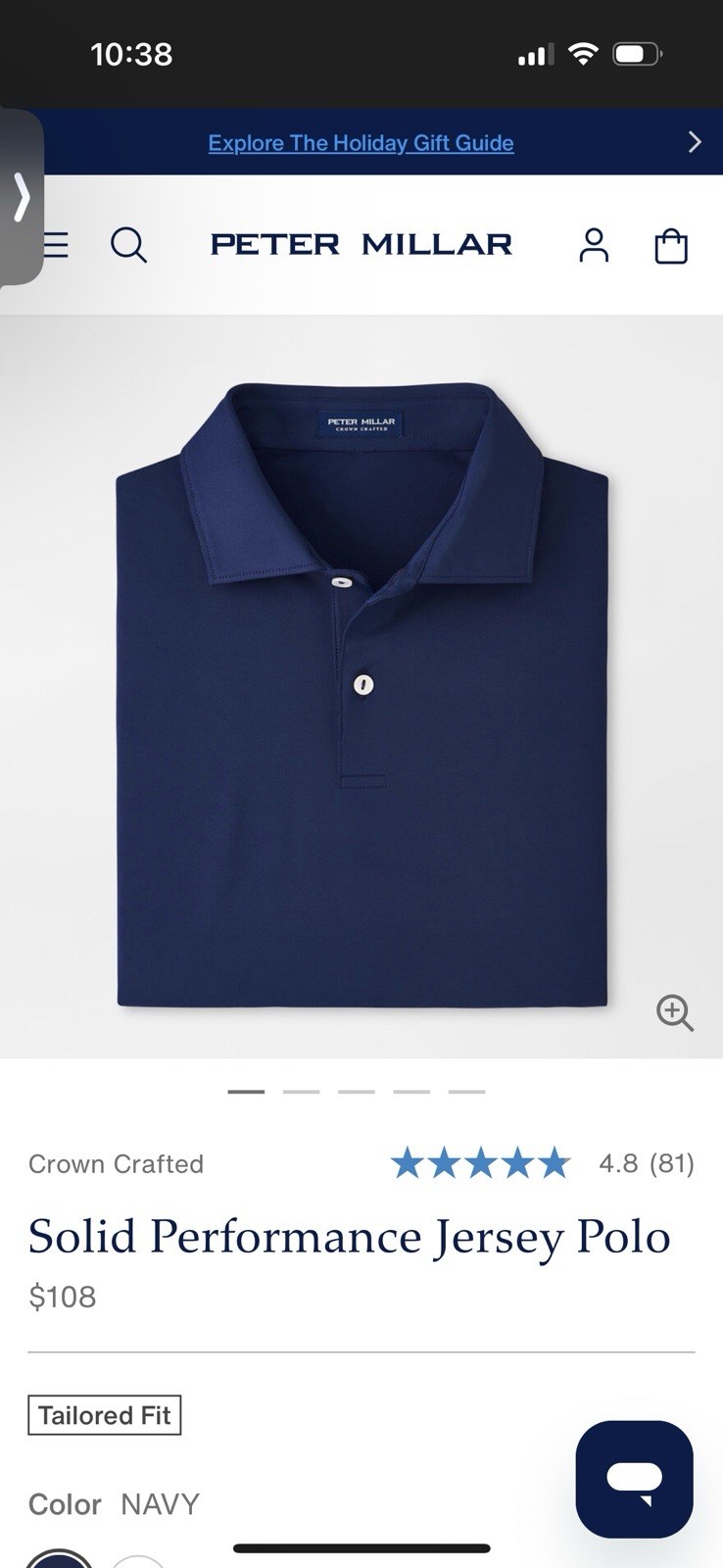 Peter Millar Solid Performance Jersey Polo Shirt … - image 1