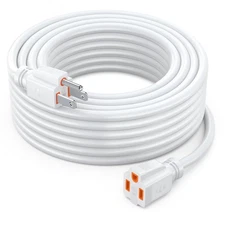Extension Cord 30 Ft White Power Cords Indoor 16 Gauge Wire SJTW Heavy Duty E...