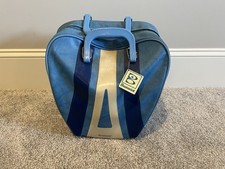 Brunswick Vintage Bowling Ball Bag Retro Stripe Blue Vinyl 1970's w/ID tag