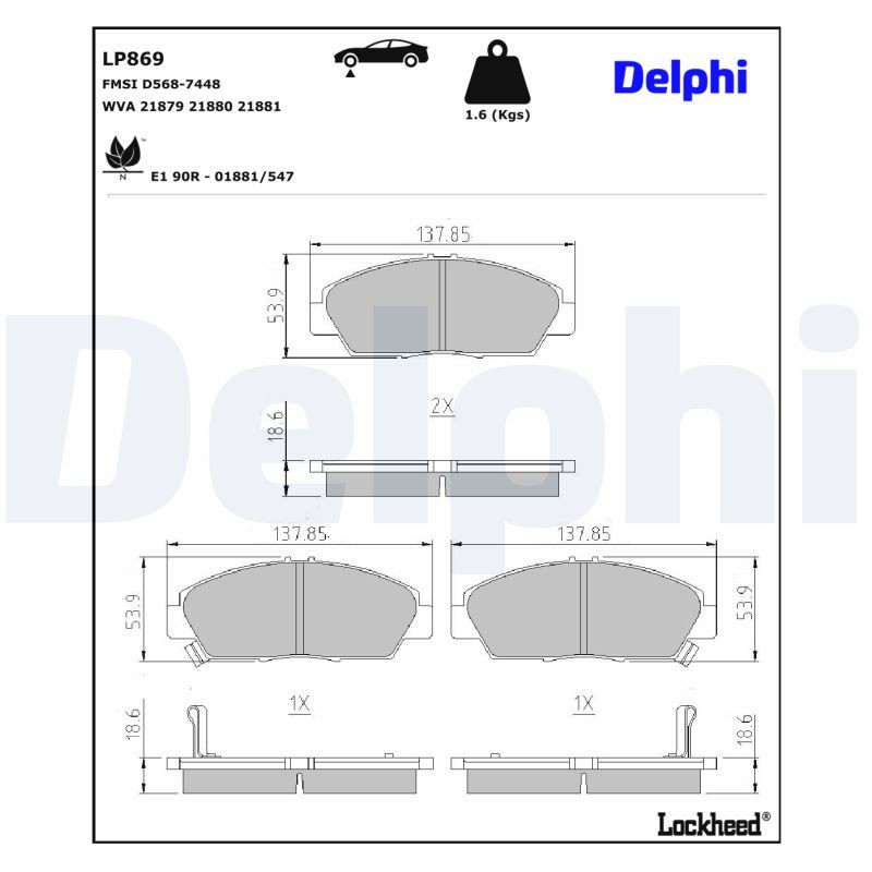 Delphi Bremsbelagsatz, Scheibenbremse [Hersteller-Nr. LP869] für Honda, Rover - Bild 5