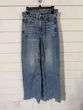 American Eagle Women's Blue High Rise Baggy Wide Leg Jeans 26x30.5