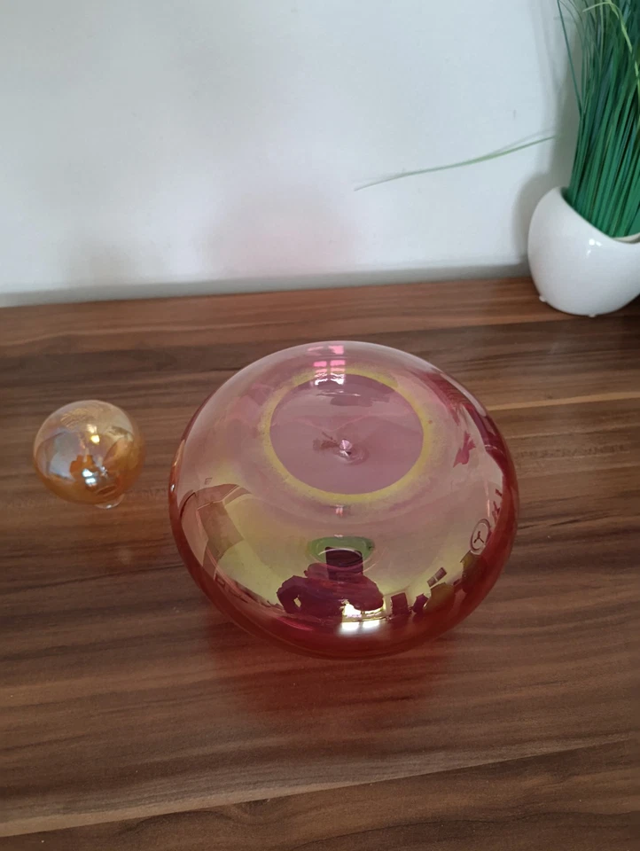Vintage Glas Karaffe Likör Flasche rot orange mundgeblasen Bleikristall Art Deko - Bild 3 von 4