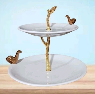 Bird Branch Tiered Serving Stand Nate Berkus Target 2016 White Gold