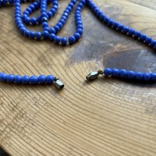 Vintage Cobalt Blue Bead Necklace Long Continuous Strand