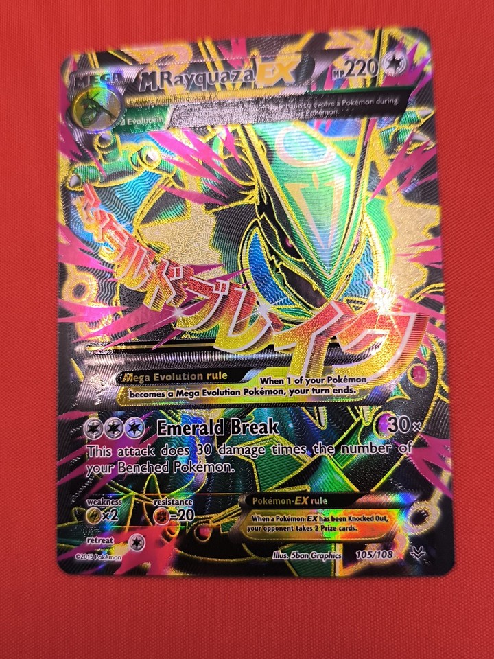 Mega M Rayquaza EX 105/108 Roaring Skies Ultra Rare Full Art Holo ...