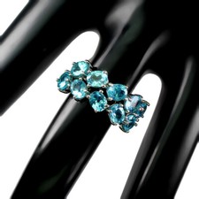 925 Sterling Silver Ring Oval Blue Apatite Natural Gemstone Jewelry Size 9.5