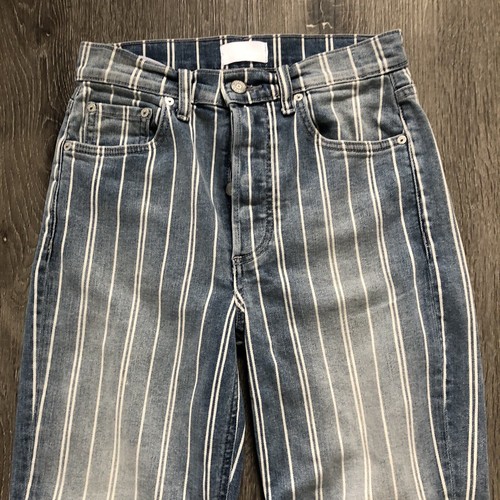 Pantalones de mezclilla Boyish By Her Stanley a rayas con botones cortos Fly They Made Me A Criminal 26 - Imagen 3 de 14