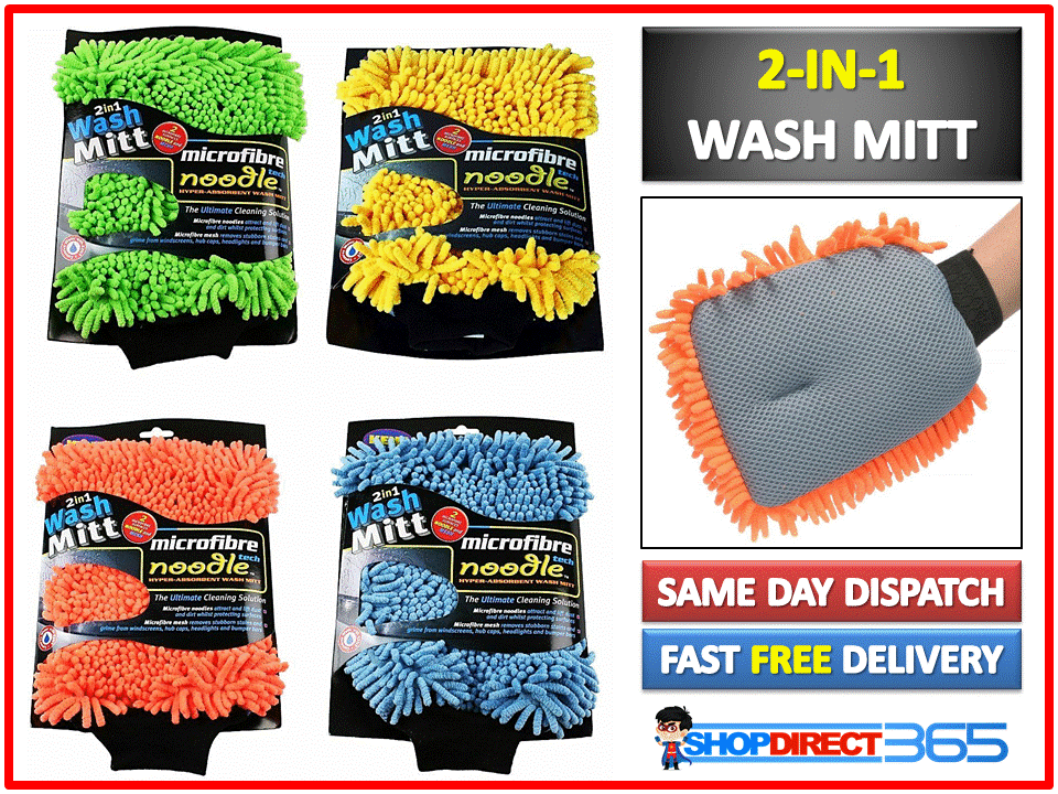 KENT CAR CARE 2 IN 1 MICROFIBRE NOODLE MESH WASH MITT Cleaning Sponge