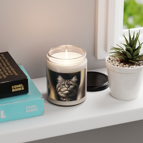 Whimsical Cat Candle, Cozy Home Decor & Gift | Relaxation, Cat Lover | Harvest - Picture 5 of 5
