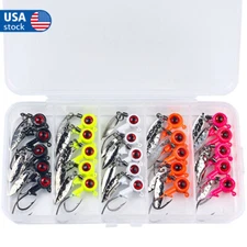 50pcs/Box Spoon Lead Jig Head Fishing Hooks Jigs Crappie Lures Bait Bass Kit USA