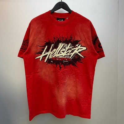 Hell Studios star Records Red Tee Red Tie Dyeing Men's Short sleeved T-shirt Red