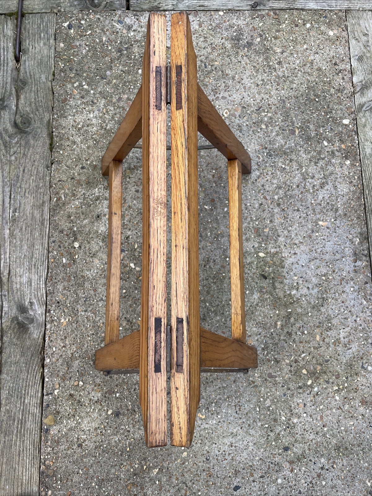 Pair Of Antique golden Oak folding Coffin Stands / trestle eBay