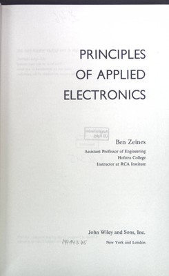 Principles of applied electronics. Zeines, Ben: