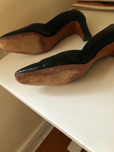 Vintage Andrew Geller 1960er Jahre Kätzchenabsatz Pumps dunkelgrün Lackleder Zehen - Bild 6 von 9
