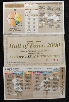 Strat-O-Matic Baseball Hall of Fame 2000 Limited Edition Singles - YOU PICK !