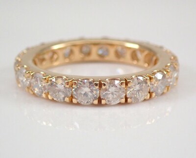 14K Yellow Gold Diamond Eternity Wedding Ring Anniversary Band Size 7. ...